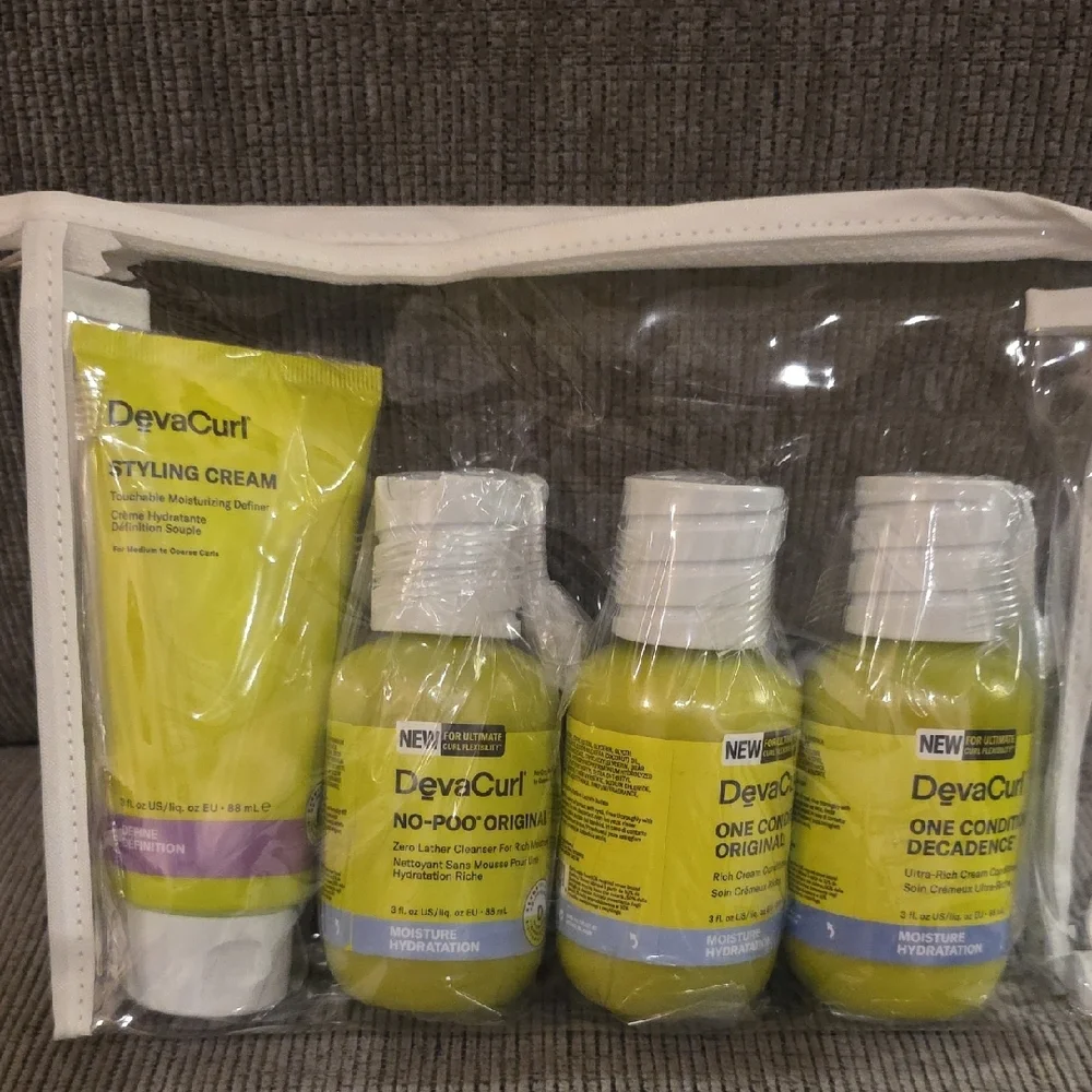 DevaCurl Hair Care Collection, 4 Piece Set In Clear Bag, Moisture Hydration, New